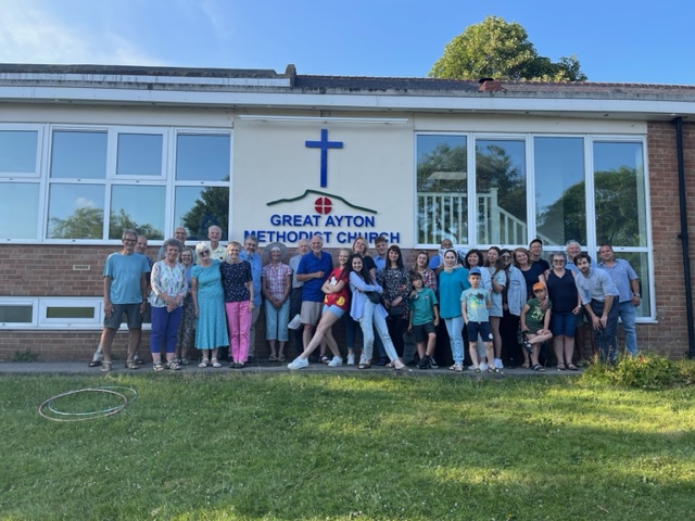 The church family gathered outside Great Ayton Methodist Church